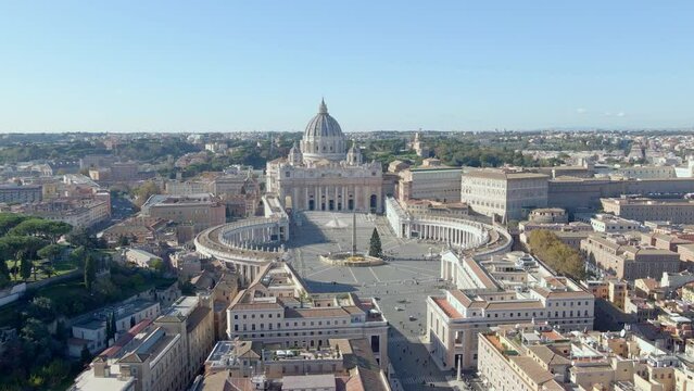 Aerial of St. Peter's Square and the Vatican in Rome