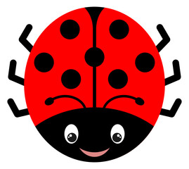 Smiling ladybird. Ladybug icon in flat style. 