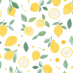 pattern lemons on white background