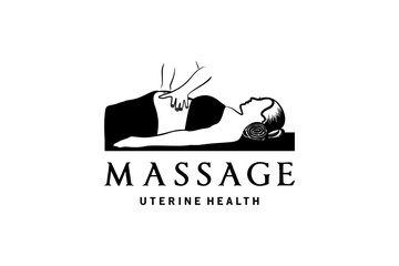Pregnant woman massage logo design for fetal health with creative concept