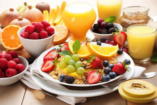 healthy breakfast with fruits