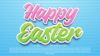 Happy easter 3d bold editable text effect