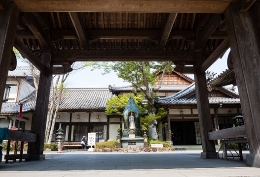 Tokushima, Japan - April 3, 2018: On the grounds of Dainichiji, temple number 13 of Shikoku pilgrimage