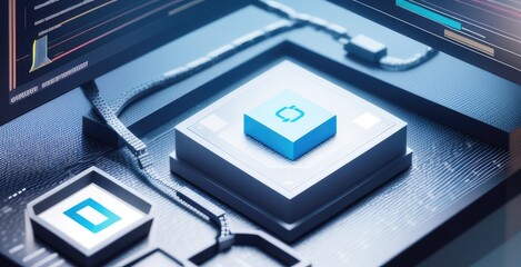 Block chain concept. Crypto chain. Information technology. 3D Rendering. Technology concept.