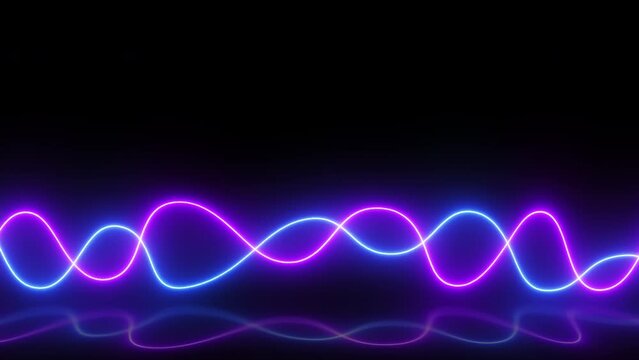 abstract background with neon glowing blue pink wavy lines seamless looping animation