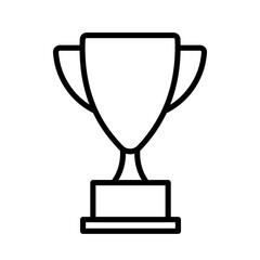Trophy icon for the contest or tournament winner. 1st place trophy sign. Black and white outlined vector sign.