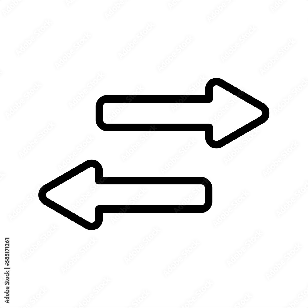 Poster transfer arrows outline icon. linear style sign for mobile concept and web design. left right arrows