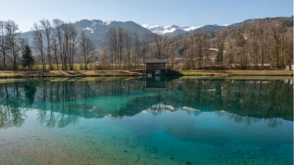 Blue lake in french Alps