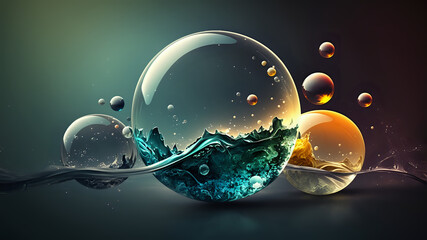 Abstract 3D Bubble Beautiful Art, High Quality, Perfect as Background/Wallpaper,  Clean, generative ai