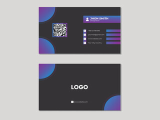 Double-sided creative Black and Blue business card. Vector design template. Design Ellipse. Business card for Corporates, business and personal use. Printable and Editable For All User.