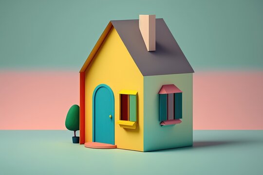 Small house in pastel colors. Concept of real estate