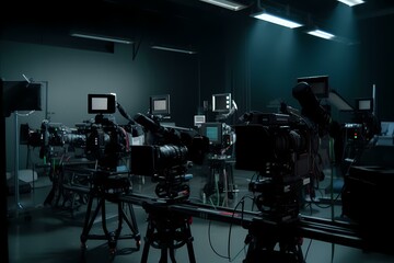 ﻿A room with cameras and monitors - Generative AI