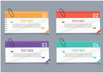 Text box design with note papers infographic Premium Vector .eps
