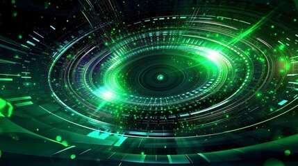 Fototapeta premium abstract discs spinning emitting light data green super tech abstract sections energy