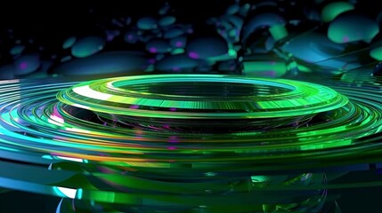 abstract discs spinning emitting light data green super tech abstract discs glass
