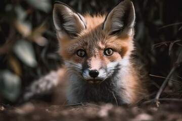 Inquisitive fox cub fusion generative AI 