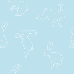 Bunnies Seamless Pattern Vector Illustration, Cute Rabbit Pattern Design