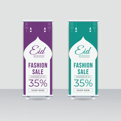 Eid Mubarak fashion sale roll up banner template design