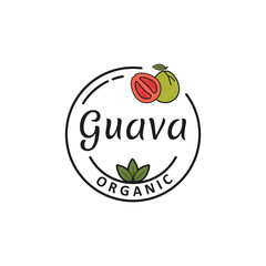 Vector Fresh Guava Fruit Illustration Logo Template. Suitable For Fruit Trading Business and Fresh Fruit Juice.