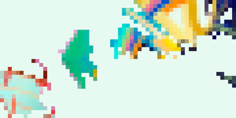 Fototapeta premium Abstract colorful pixel background. Pixels textured banner. Old video games style. Psychedelic pixel art illustration. Multicolored mosaic design. Vibrant colored pixelated Image. Mosaic style.