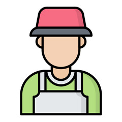 Male Gardener Line Color Icon