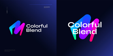 Bold and Vibrant Letter M Logo Design with Colorful Gradient Concept. M Logo with Blend Style