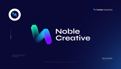 Bold and Vibrant Letter N Logo Design with Colorful Gradient Concept. N Logo with Blend Style