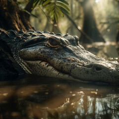 Fototapeta premium Crocodile Eye: Up Close and Personal with a Reptile