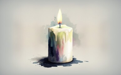 A drawn candle watercolor illustrations Generative AI