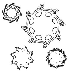 Set of frames, circles, simple pattern.