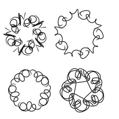 Set of frames, circles, simple pattern. Digital illustration.