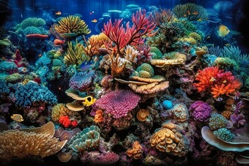 Fototapeta na wymiar Vibrant Coral Reef Ecosystem Exploration with Generative AI