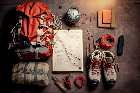 ﻿A backpack and some shoes - Generative AI