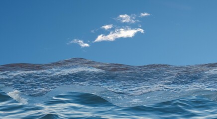 Blue sea waves collage illustration
