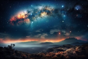 Naklejka premium Interconnected Spiral Galaxy with Generative AI