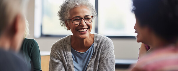 Empathetic Care: Psychologist having session with patients at care facility centre. Generative AI
