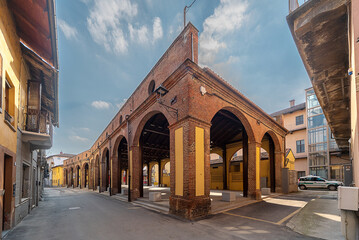 Obraz premium Racconigi, Cuneo, Italy - Event Wing in the restored former market hall in Via Carlo Costa behind the town hall