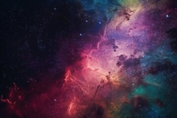 Plakat Stunning colorful galaxies in the night sky created with generative AI technology.