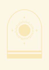 Sunny landscape minimal linear badge illustration. Modern minimal linear emblem and poster. Environment banner