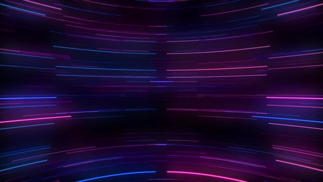 Trendy pink and blue glowing neon lines cyberpunk technology motion background.
