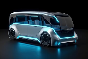 Obraz na płótnie Canvas Electric futuristic self driving future car. Concept. High quality generative AI