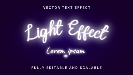 Text effect and purple background with the words light effect