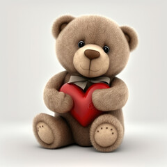 Obraz premium Teddy bear holding red heart