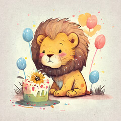 Baby lion celebrating his birthday