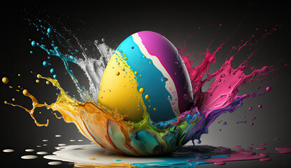 Colorful easter egg in a color splash