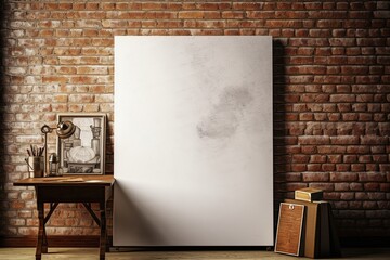 mock up poster and canvas in vintage interior background