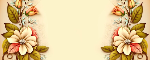 Postcard with flowers. Copy space. generated by AI