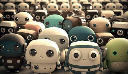 Group of tiny robots that are sad/upset