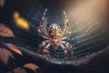 Magnified Close-Up of a Realistic Illustration of a Garden Spider