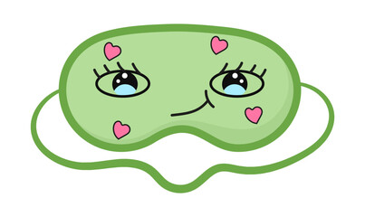 Cute mask for dreaming vector. Rest relax accessories for night collection. Sleepy mask with eyes, animals face and smiles.